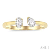 1/2 ctw Toi Et Moi Oval and Pear Cut Diamond Open Fashion Ring in 14K Yellow Gold